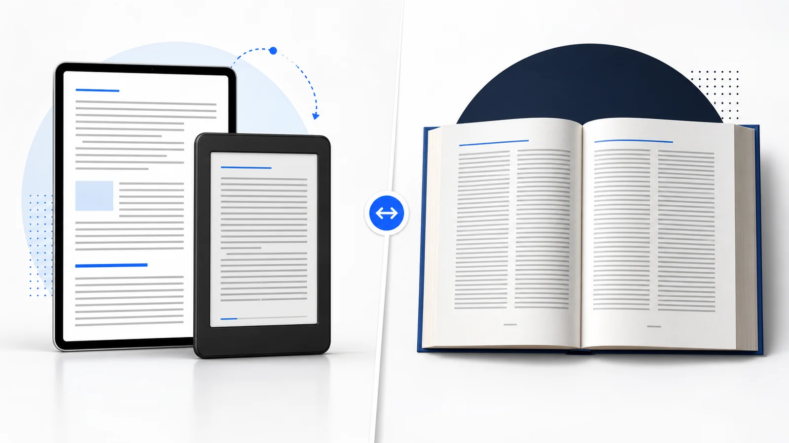 Responsive ebook pages compared with a professionally typeset paperback