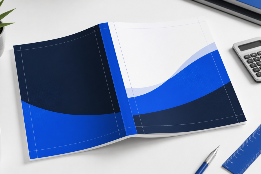 Paperback full-wrap cover layout with back cover, spine, front cover, and guide lines